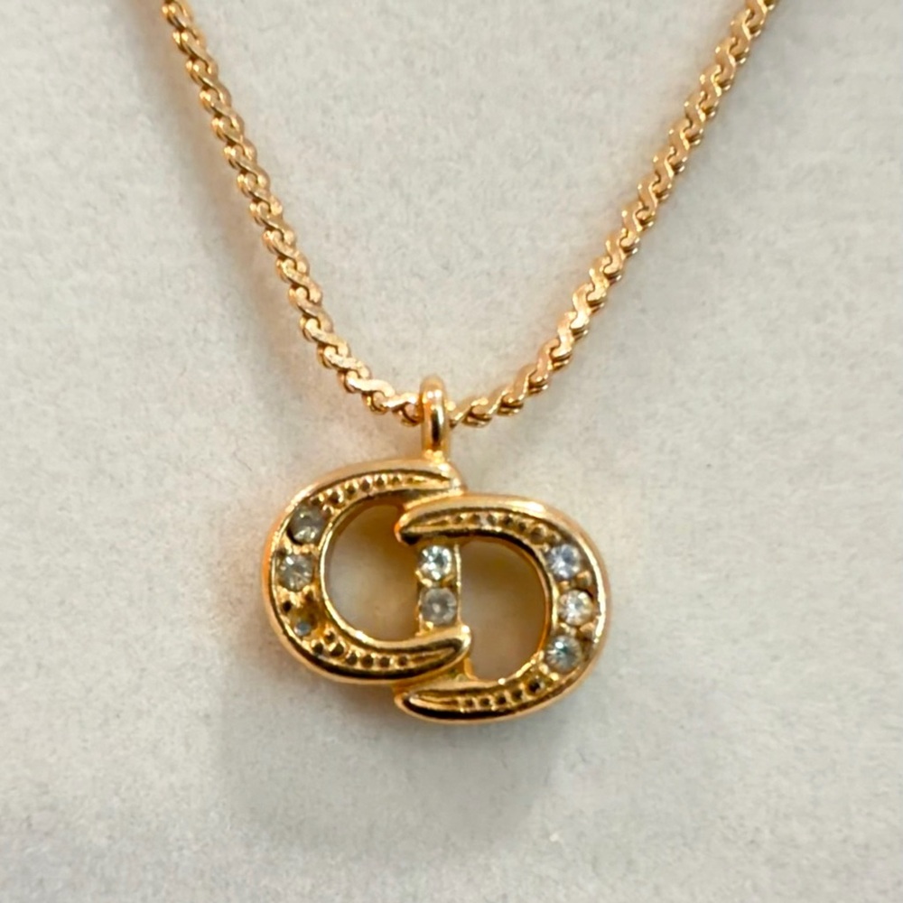 Christian Dior Crystal CD Logo Necklace - Picture 10 of 10